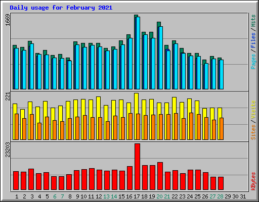 Daily usage for February 2021