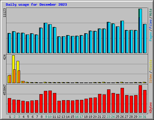 Daily usage for December 2023
