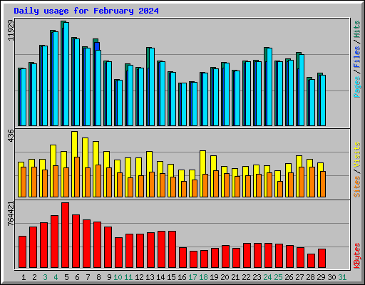 Daily usage for February 2024